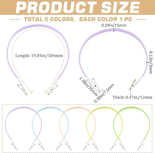 GORGECRAFT 5 Couleurs Clip de Porte Bavoir Dentaire Pinces à Serviette en Silicone Coloré Dentiste Pinces de Fixation de Serviette Lanière de Cou Serviette Tablier Porte Bavoirs pour Adulte 50.4cm - Nail Gallerys