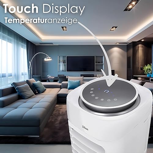 Ventilateur sur pied 3 en 1 avec refroidissement à eau - Climatiseur mobile sans tuyau d'évacuation - Refroidisseur d'air - Ventilateur tour avec télécommande - Purificateur d'air - Minuterie - Nail Gallerys