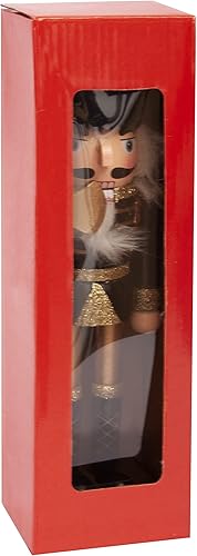 Ciao Christmas Nutcracker Toy Soldier King with Scepter (24cm) Wooden Glittery Decoration, Black/Gold - Nail Gallerys