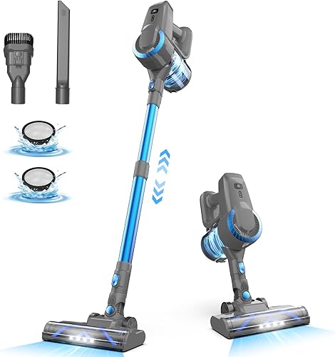 Générique Aspirateur Balai sans Fil, Aspirateur sans Fil, 6 en 1 Aspirateur Puissant Aspirateur sans Fil Puissant 50 Minutes d'Autonomie, Brosse LED, Aspirateur Balai pour Tapis Sols Poils d'animaux - Nail Gallerys