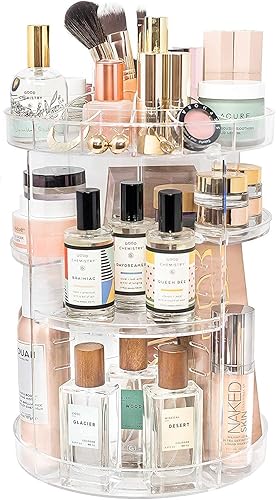 V-HANVER Organisateur de Maquillage Acrylique, Rangement Maquillage Rotatif 360° Multifonctionnel Transparent - Nail Gallerys