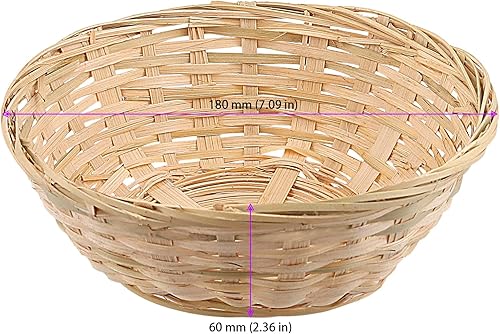 MOUYAT Lot de 15 paniers ronds ovales en bambou tissé de 18 cm, couleur naturelle, idéal pour pain, collations, fruits et stockage - Nail Gallerys