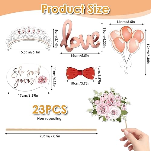 23 Pcs Photobooth Mariage Accessoires EVJF Décoration Team Bride Lunettes Fleurs Anneau Noeud Papillon Kit Mariage Cabine Photo Fête Enterrement de Vie de Jeune Fille Fiançailles Party Deco - Nail Gallerys