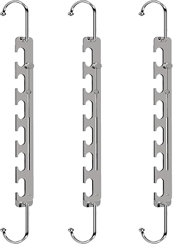 Sindax Cintre Gain de Place, Télescopiques à 6 Trous Réglables à 9 Trous Magiques INOX Cintres Metal, Gain de Place pour Vêtements Lourds, Organiseurs de Placard et Rangement (Lot de 5) - Nail Gallerys