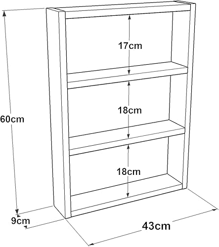 [en.casa] Étagère de Cuisine à 3 Niveaux Meuble de Rangement Mural Porte-Épices Panneau de Particules Mélaminé 60 x 43 x 9 cm Effet Chêne Rustique - Nail Gallerys