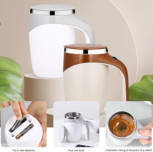 KIPIDA Gobelet mélangeur automatique, 380 ml, tasse à mélangeur automatique en acier inoxydable, tasse à mélange magnétique automatique, agitateur magnétique pour café, lait, chocolat chaud, thé - Nail Gallerys