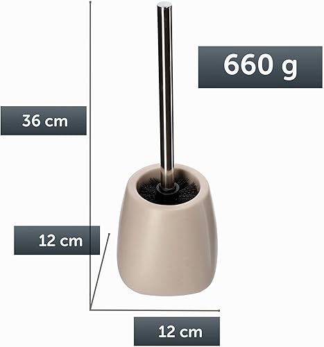 KADAX Brosse WC et récipient - Brosse WC avec Manche Plus Long - en céramique - 12 x 36 cm - Brosse WC pour Une Toilette Propre - Série Pastello (Beige) - Nail Gallerys