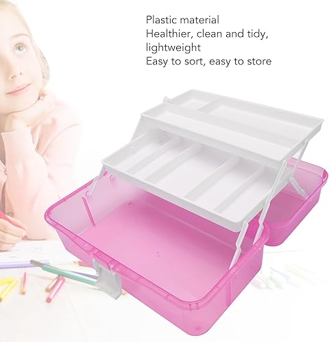 Yctze Boîte de Rangement Portable à 3 Couches avec Couvercle et Poignée Transparent pour l'art, le FT, les Metiques et Plus - pour l'organisation (BLUE) - Nail Gallerys