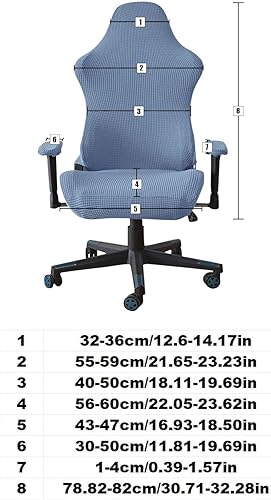 4 Pièces Housse de Chaise de Bureau avec Accoudoirs,Housses de Chaise de Gaming,Housse Fauteuil Bureau Lavable,Antidérapant,Convient aux chaises de Jeu,chaises d'ordinateur,chaises pivotantes (Bleu) - Nail Gallerys