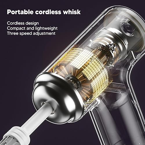 Luqeeg Batteur à œufs électrique, Batteur à Main, Fouet à œufs Portatif, Mélangeur électrique sans Fil pour la Cuisine Mélangeur à 3 Vitesses pour Cappuccino Matcha pour Pâte Oeufs Crème - Nail Gallerys