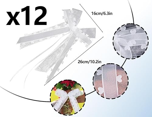 KAPSING 12 Pièces Noeuds d'antenne pour Noeuds de Voiture, Noeuds de Mariage de Bijoux de Voiture, Noeuds de Décoration de Mariage, Noeuds de Mariage de Bijoux de Voiture pour Anniversaire - Nail Gallerys