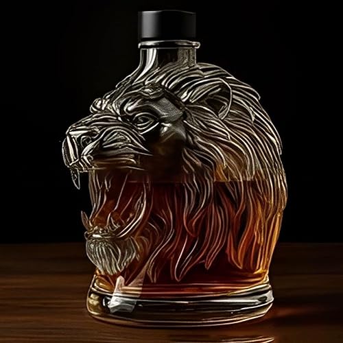 Bouteille à whisky en forme de lion, silhouette de lion majestueuse, carafe créative en verre, parfaite pour whisky, vin, scotch, spiritueux - Nail Gallerys