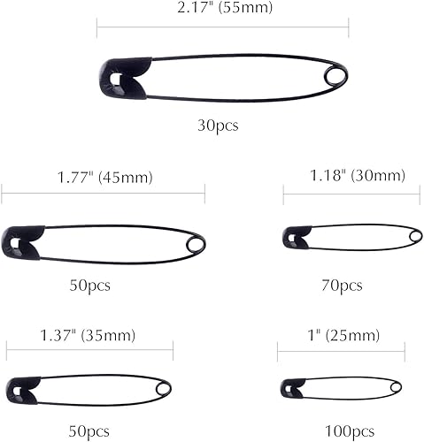 TUPARKA 5 Tailles Epingle Nourrice, Assorties d'épingles de sûreté Petites et Grandes de 25 à 55 mm pour la Fabrication de Bijoux, dans Un Coffret en PP (300 unités) - Nail Gallerys