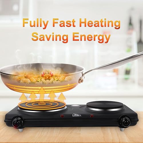 Uten Plaque électrique 2 feu, 1900W-2250W Portable Plaque de Cuisson Chauffante Double, Peut être Chauffé Rapidement, Contrôlé Par Thermostat Cuisson, La Friture Conservation des Aliments, Cuisine - Nail Gallerys