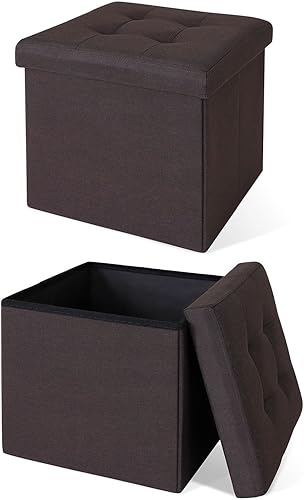 dibea Tabouret Pliable en Lin Cube Coffre de Rangement, 76x38x38 cm Gris - Nail Gallerys