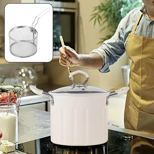 JISADER Friteuse japonaise Tempura, poêle de cuisine avec panier, facile à nettoyer, poêle pour fête, blanc - Nail Gallerys