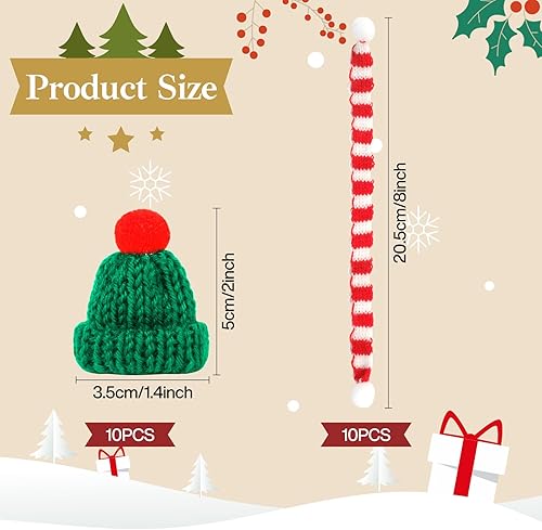 JEDWKFA Lot de 20 Mini Bonnet de Noel, Mini Bonnets de Noël et Mini Écharpes, Petit Bonnet de Noël, Mini Bonnet et Echarpe de Noel Set, pour Décoration de Table, Décoration de Noël - Nail Gallerys