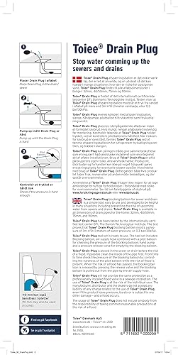Toiee Bouchon de tuyau gonflable Toiee Drain Plug (32 mm) avec pompe, tuyau de 85 cm et ballon. Arrêtez la montée d'eau dans les canalisations d'égout ou les descentes - Nail Gallerys