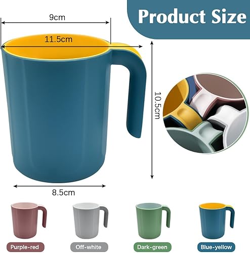 NAROSEBE 4 Pcs Tasses à Café en Plastique, Gobelet Café Réutilisable 450 ml, Mug Café avec Anse, Verre Café Plastique Incassable, Gobelet Plastique Coloré Lavable, pour Eau Lait Thé Cuisine Bureau - Nail Gallerys