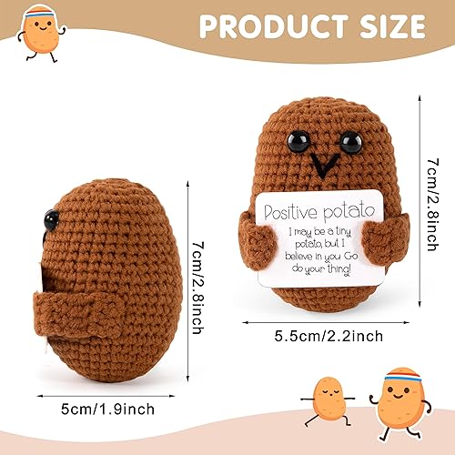 Berkelen Pommes de Terre Positives, Mini Poupée de Pomme de Terre en Laine à Tricot Drôle Positive Tricotée Créative Positive Potato avec Carte Positive Cadeau pour Anniversaire - Nail Gallerys