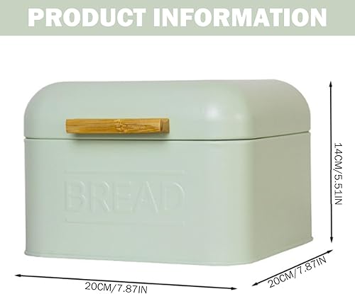 Bac à pain vert, 7, 9x7, 9x 5, 5 pouces en fer enduit de rangement de pain avec couvercle, boîte rangement alimentaire rétro pour comptoir cuisine, collations, céréales - Nail Gallerys