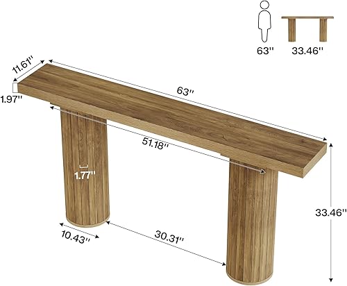 Tribesigns Table console extra longue de 160 cm - Table d'appoint rectangulaire en bois derrière le canapé - Table d'entrée en bois pour salon, couloir, entrée - Nail Gallerys