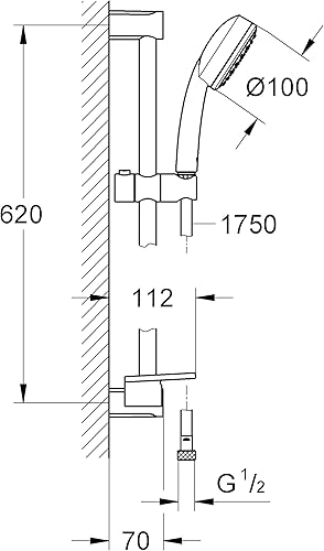 GROHE Pommeau de douche Vitalio Comfort 100, 2 jets, douchette diamètre 100mm, technologie anti-brulûre et à économie d'eau, facile à installer et à nettoyer, chromé, 26397000 (Import Allemagne) - Nail Gallerys