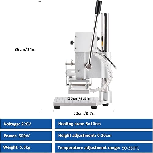 BAOSHISHAN Machine d'estampage à chaud pour machine à embosser Bronzage se plissant d'imprimante en cuir de PVC de machine avec le support d'aluminium 8cm * 10cm 220V - Nail Gallerys