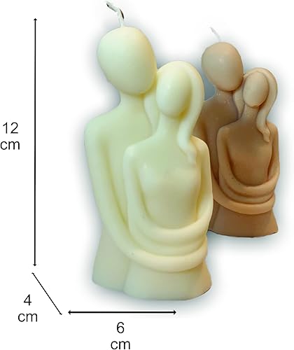 Body Couple Umarmung Candle - Bougie décorative durable en cire de soja - Fabriquée à la main en Allemagne - 100 % végétalien - Couple (crème) - 6 x 4 x 12 cm - Nail Gallerys