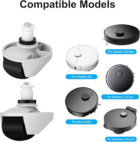 Roue avant, roue avant silencieuse, roue avant, pneu pour Dreame D9/D9 Max/D9 Max Gen 2/L10s Pro/L10s Plus/L10s Pro Ultra Heat/L10s Pro Ultra/L10s Pro Gen2/X40 Ultra/X40 master/X30 Ultra/L40 Ultra - Nail Gallerys