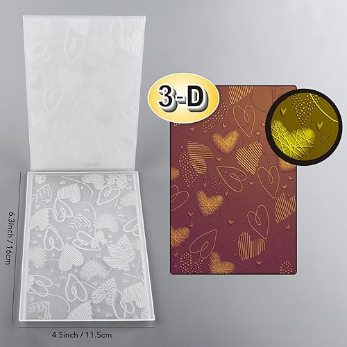 Briartw Classeur de gaufrage 3D pour la fabrication de cartes, textile Love - Texture plastique transparente qui s'estompe - Pour scrapbooking et autres loisirs créatifs, albums, timbres, décoration - Nail Gallerys
