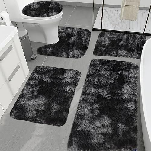 Heavyoff Lot de 5 Tapis de Bain et Tapis Contour WC en Microfibre Super Doux, Lavables en Machine, Tapis de Douche Absorbant pour Salle de Bain, Rouge - Nail Gallerys