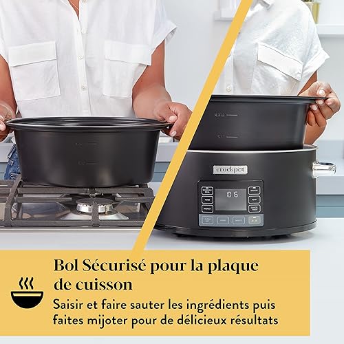 Crockpot TimeSelect CSC093X Mijoteuse | Affichage numérique programmable | 5,6 l (7 personnes et plus) | insert amovible adapté aux plaques de cuisson pour rôtir la viande et les légumes | Noir - Nail Gallerys