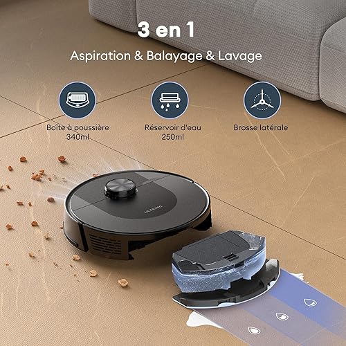 Ultenic D10 Aspirateur Robot, Navigation LiDAR, 5000Pa/120Min, Robot Aspirateur Laveur Mince, Silencieux - Idéal pour Poils d’Animaux, Cheveux, Poussière et Moquettes - Nail Gallerys