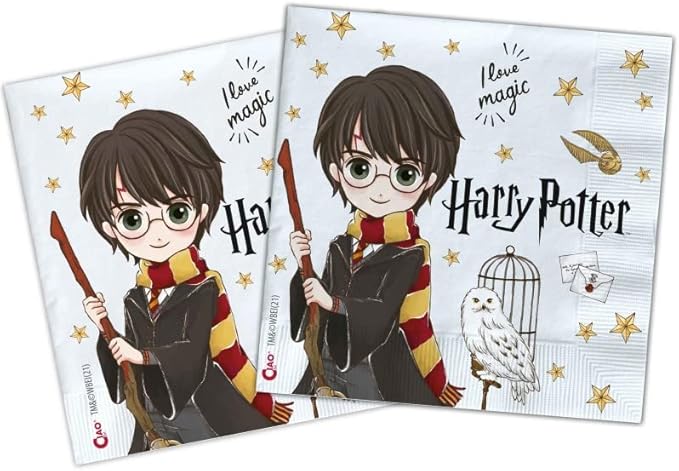 Ciao- Serviettes en Papier compostables Harry Potter (33 x 33 cm, Double Voile), 20 pièces, 24041, Multicolore - Nail Gallerys