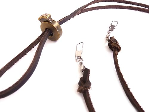 Westernwear-Shop Mentonnière en cuir avec crochets - 110 cm Marron Style vintage Pour chapeaux de western, cowboy, œillets ou fixation unique - Nail Gallerys