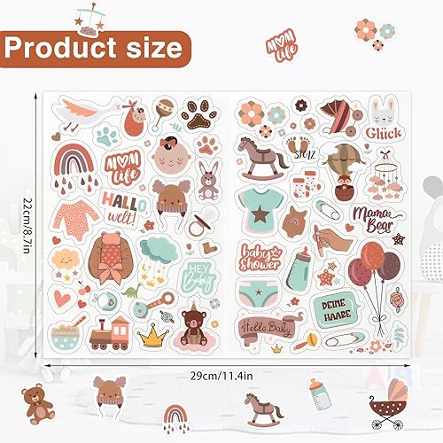 GmwyCzV 4 Pièces Autocollants pour Enfants, Sticker Naissance Bébé Album Photo, Marron Stickers pour Album Bébé, Autocollant Scrapbooking pour Baby Shower, Fille, Garçon, Cadeau, Scrapbooking - Nail Gallerys