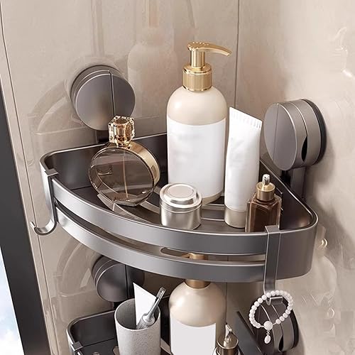 zwxqe Étagère d'angle de douche, étagère d'angle de douche à ventouse, porte-savon étanche, robuste, sans perçage, étagère murale, idéale pour le rangement de la salle de bain - Nail Gallerys