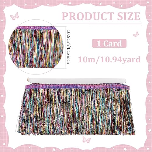 FINGERINSPIRE 10m Bordure à Franges Métalliques 10.5cm de Large Ruban à Franges en Polyester Garniture à Pompons Colorés pour la Couture Guirlandes Garniture à Franges Ruban à Franges pour Décor Fête - Nail Gallerys