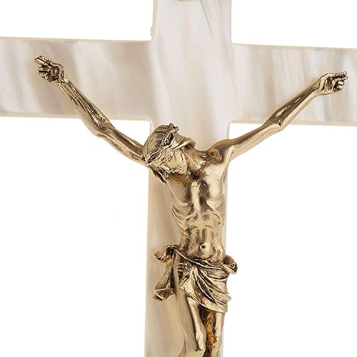 Holyart Crucifix en Simili Nacre Corps du Christ en métal doré, 21 cm (8.27 inc.) - Nail Gallerys