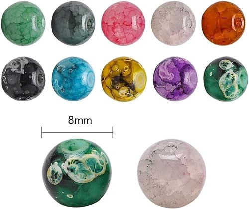 Perles Pierre Naturelles Pierre Perles DIY Perle Kit 10 Couleurs,Lithothérapie pour la Fabrication Bijoux Bricolage Artisanat Bracelet,Boucle d'oreille, Collier（200 pièces 8 mm） - Nail Gallerys