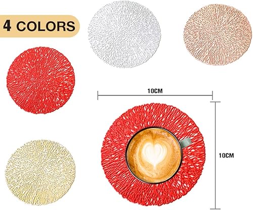 GLOBALDREAM Dessous de Verre, 6 pièces Dessous de Verres Ronde sous Verre Dessous de Verre Vinyle pour Table Salle à Manger Cuisine (Argent, 10cm) - Nail Gallerys