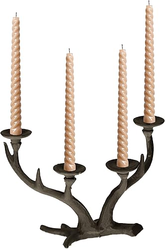 Relaxdays Chandelier en Bois de cerf, candélabre chandelle Ø 4 cm, Porte-Bougie Vintage en Fonte, Quatre Bras, Blanc - Nail Gallerys