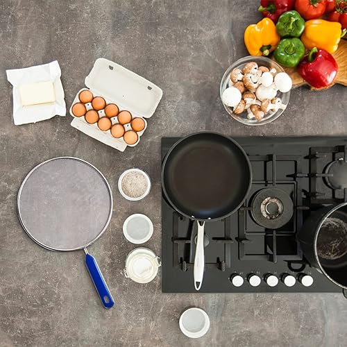 21cm Protection Anti-Éclaboussures Couvercle Anti Projection Acier Inoxydable Écran Anti-Projections Poêle à Frire Protecteur Écran Splatter Couverture Couvercle Anti Eclaboussure avec Manche Silicone - Nail Gallerys