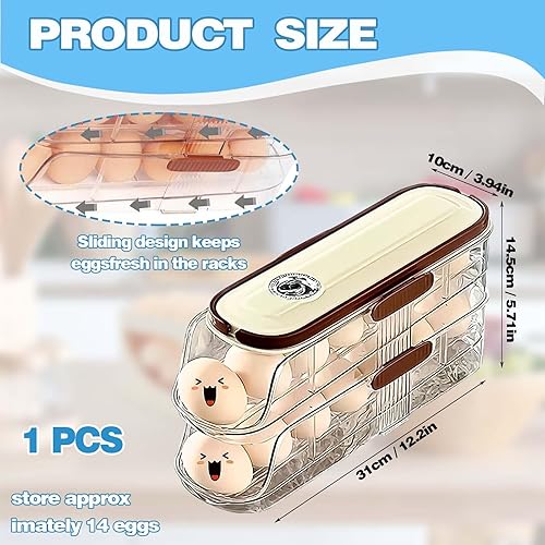 Eowppue Distributeur de Rangement d'Oeufs Frigo – Porte-Oeufs pour un Stockage Compact et Organisé, Facilitant le Suivi des Dates, Offrant Polyvalence - Nail Gallerys