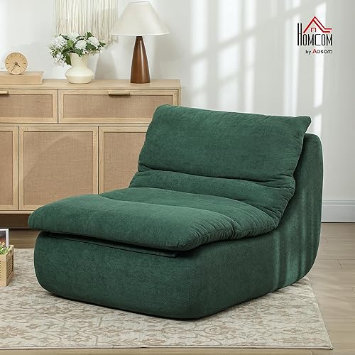 HOMCOM Canapé Paresseux chauffeuse 1 Place Fauteuil de Sol en Mousse Monobloc Ultra Haute densité, Fauteuil pour Salon, Chambre et Bureau, Charge 200 Kg, 82x103x75cm, Vert - Nail Gallerys