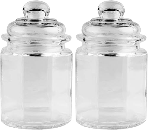 Bonbonnières en verre | Lot de 2 | octogonales | avec couvercle en verre | 8 cm x 8 cm x 12,5 cm | Capacité : 230 ml. - Nail Gallerys