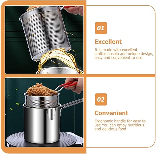 Marmite À Friteuse, Marmite À Friteuse, Marmite À Friteuse En Acier Inoxydable 304, Petites Poêles À Frites Avec Panier Et Couvercle, Friteuses Avec Poignée En Acier Anti-brûlure Pour Frire Les Cuisse - Nail Gallerys