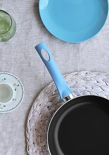 Prima Collection Portofino - Lot de 3 poêles en aluminium avec revêtement antiadhésif à 5 couches et poignée anti-brûlure, Ø 20, 24 et 28 cm, multicolore, conviennent à tous les feux sauf l’induction - Nail Gallerys