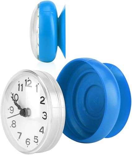 Mini Horloge de Douche, Horloge Imperméable à Eau de Douche de Salle de Bains avec Ventouse Ronde Horloge Murale Ronde Décorative Numérique Étanche pour Salle de Bain.(Bleu) - Nail Gallerys